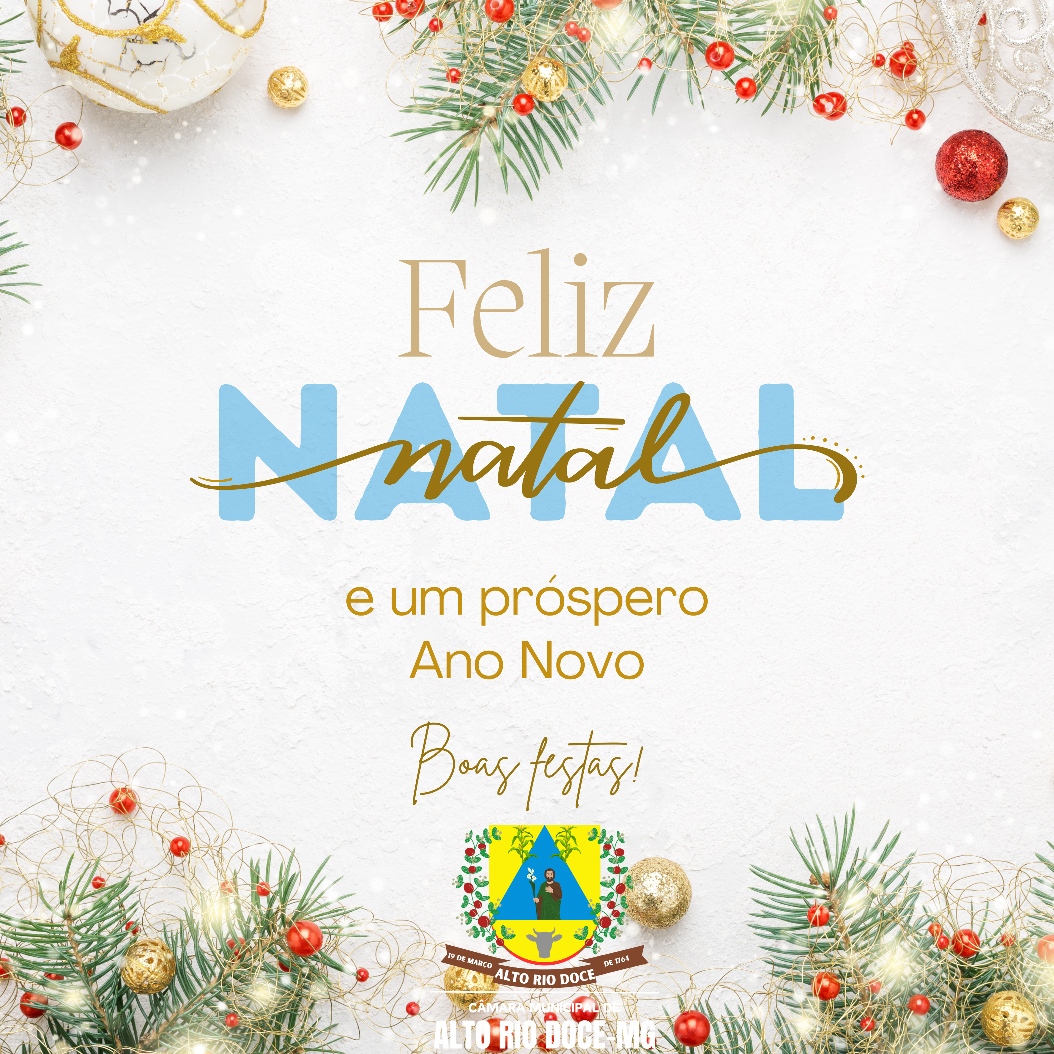 A CÂMARA MUNICIPAL DE ALTO RIO DOCE DESEJA A TODOS UM FELIZ NATAL E UM PROSPERO ANO ANO.